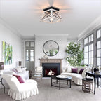 Flush Mount Ceiling Light | Square Caged Metal | Sloped Ceiling Compatible