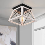 Flush Mount Ceiling Light | Square Caged Metal | Sloped Ceiling Compatible