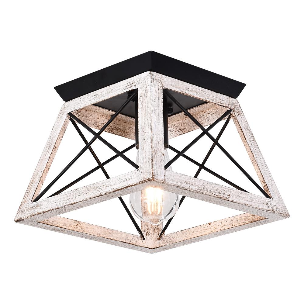 Flush Mount Ceiling Light | Square Caged Metal | Sloped Ceiling Compatible
