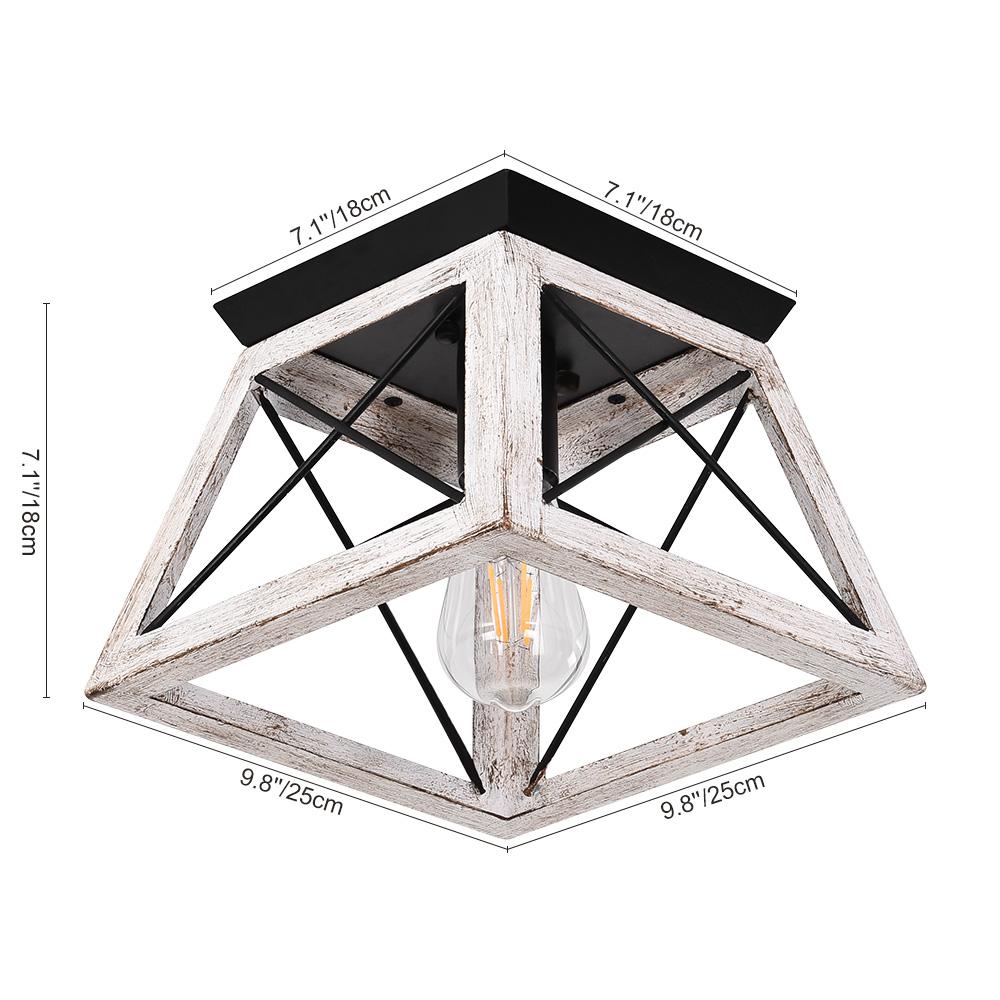 Flush Mount Ceiling Light | Square Caged Metal | Sloped Ceiling Compatible
