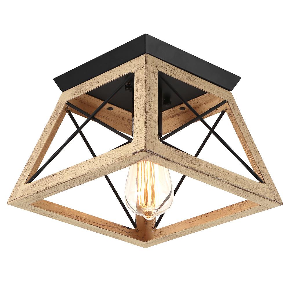 Flush Mount Ceiling Light | Square Caged Metal | Sloped Ceiling Compatible