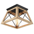 Flush Mount Ceiling Light | Square Caged Metal | Sloped Ceiling Compatible
