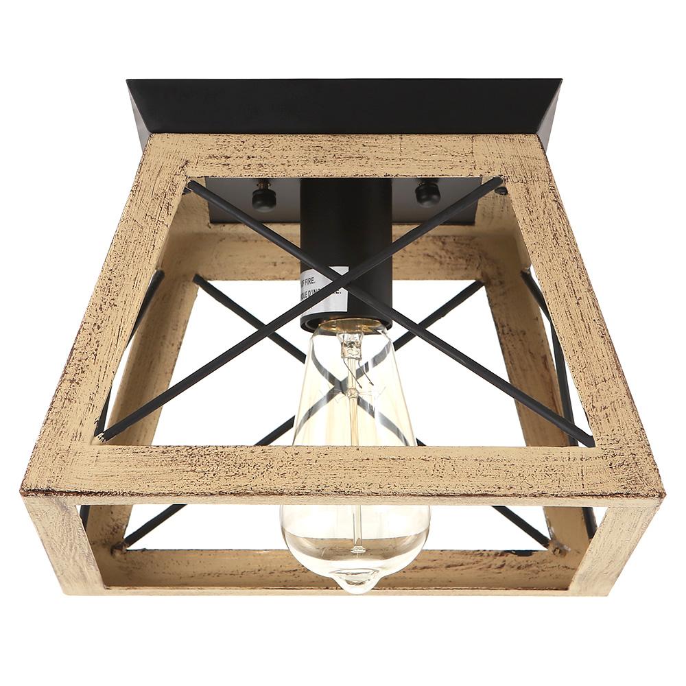 Flush Mount Ceiling Light | Square Caged Metal | Sloped Ceiling Compatible