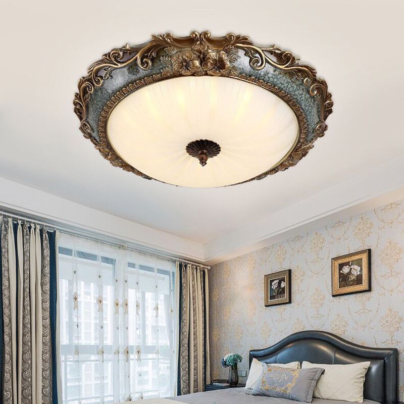 Flush Mount Ceiling Light | Tiffany Stained Glass & Resin Base | Bedroom & Living Room