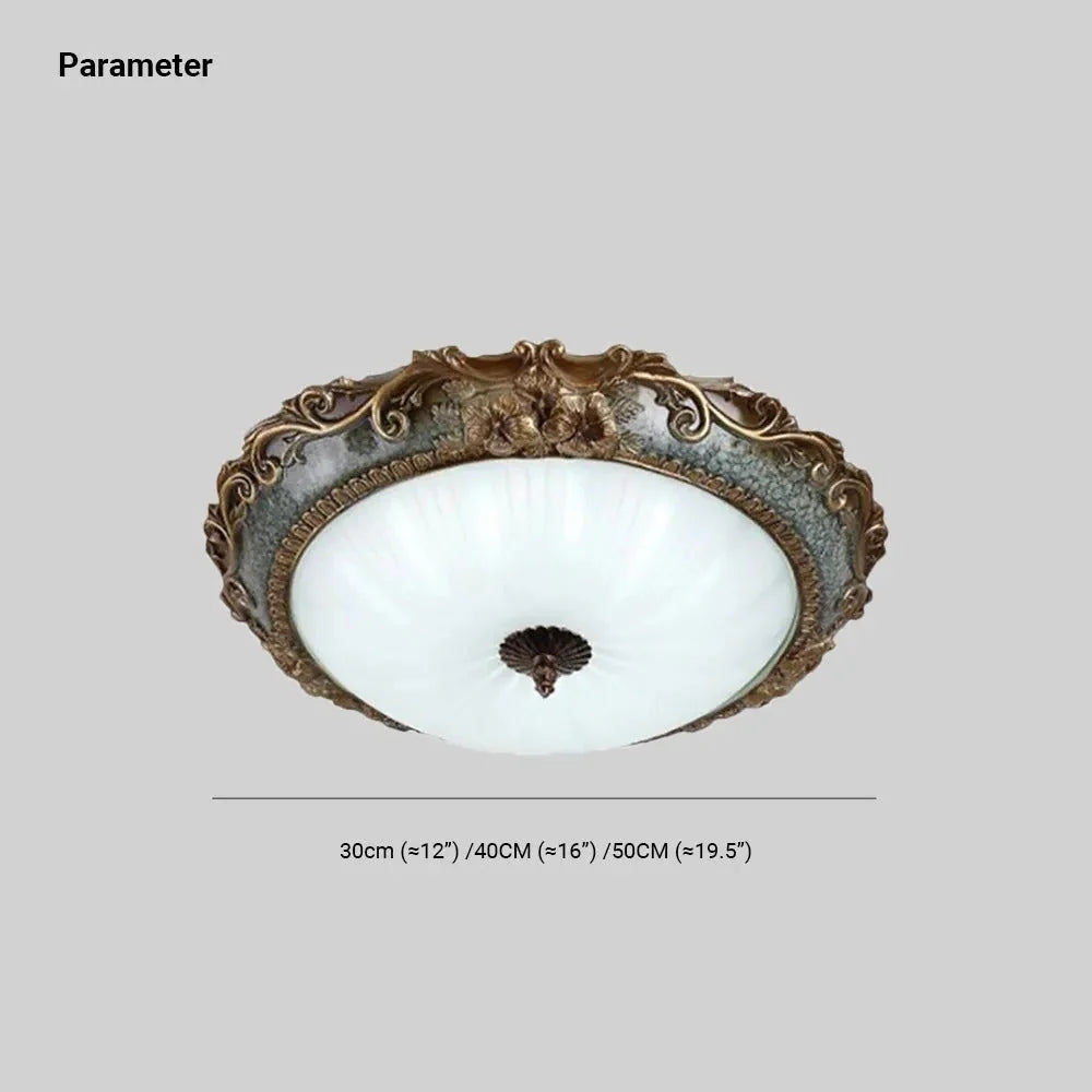 Flush Mount Ceiling Light | Tiffany Stained Glass & Resin Base | Bedroom & Living Room