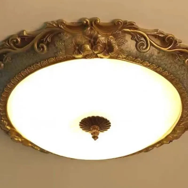 Flush Mount Ceiling Light | Tiffany Stained Glass & Resin Base | Bedroom & Living Room