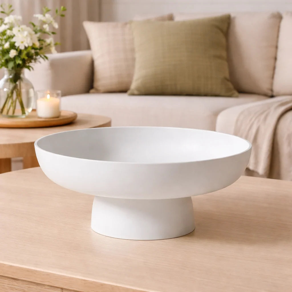 Fruit Bowl | Ceramic Retro Design & Raised Pedestal Base