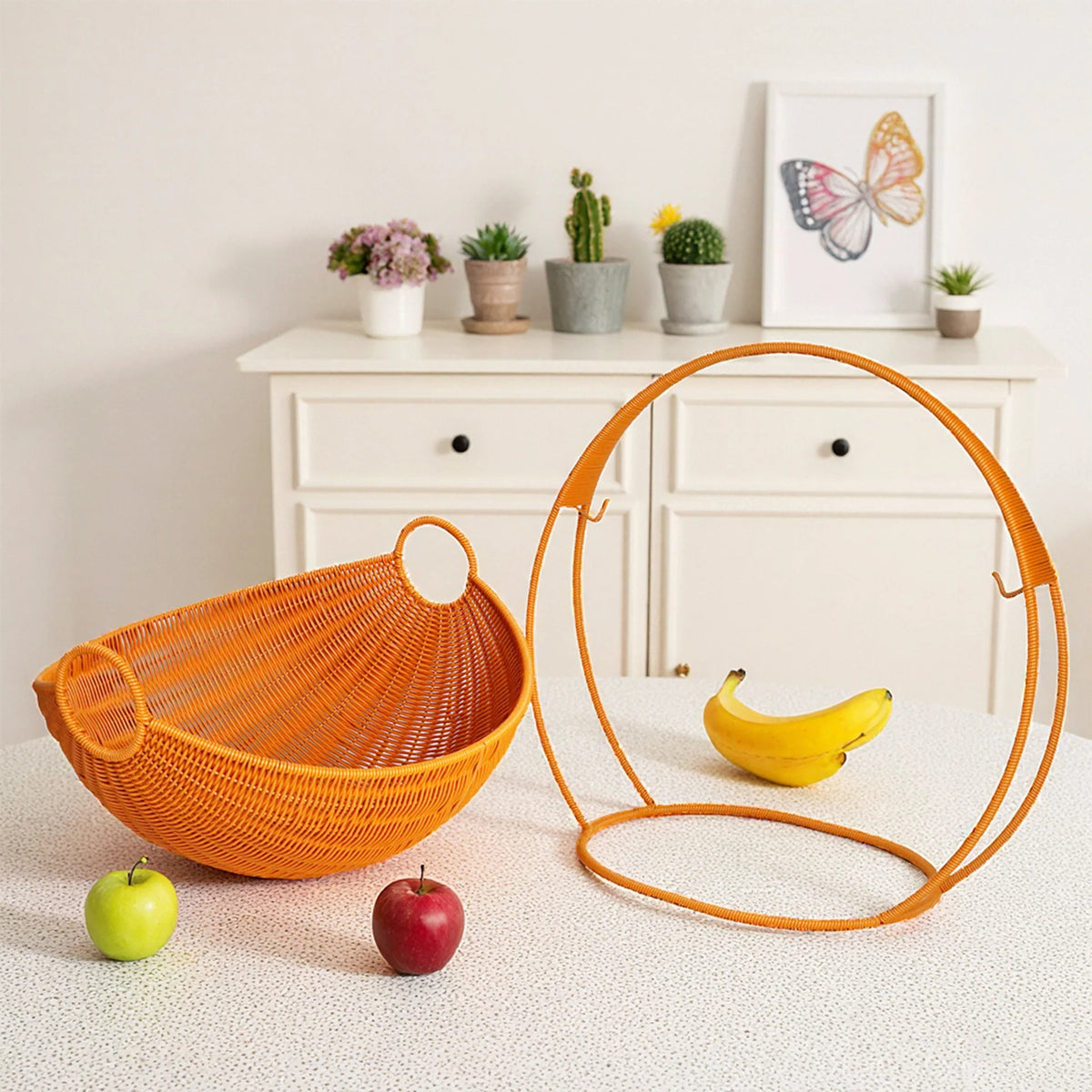 Fruit Bowl | Woven Wicker & Sturdy Stand | 56 cm Diameter