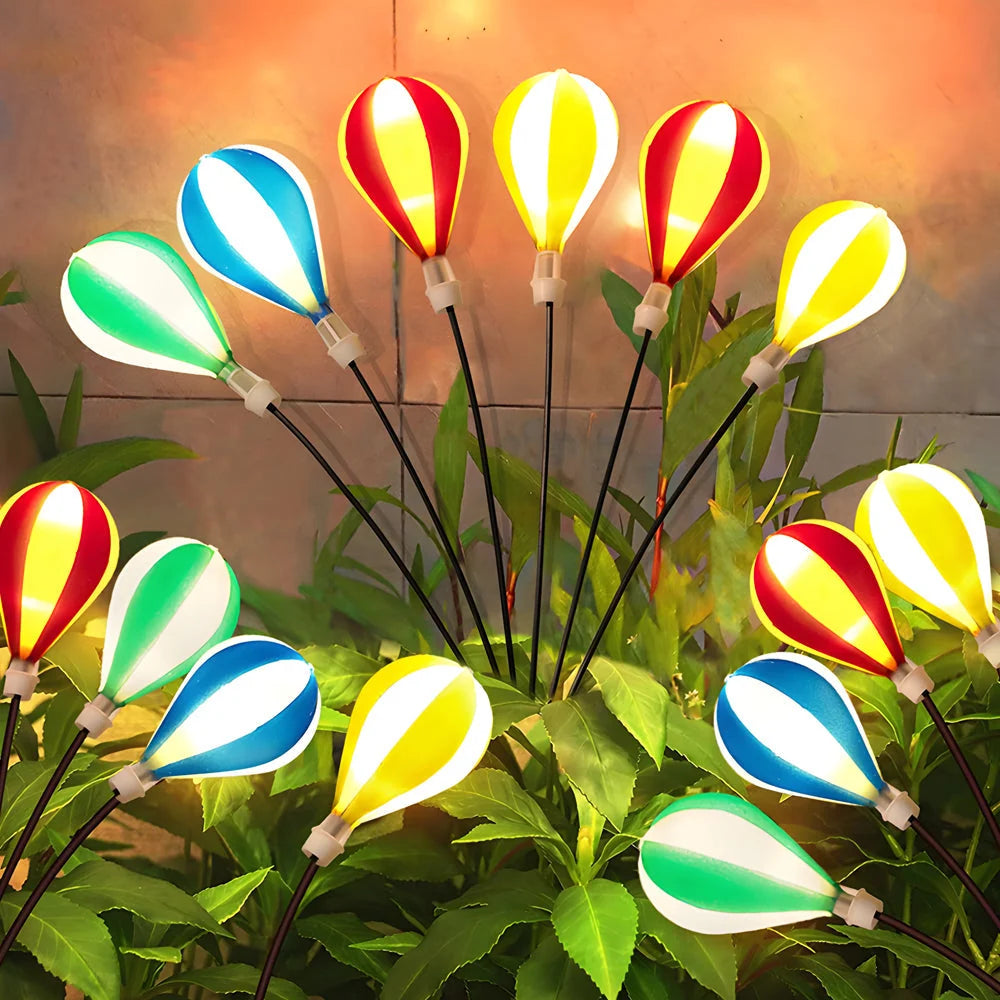 Garden Solar Stake Lights | Balloon-Shade Multicolored & Swaying | Set of 6