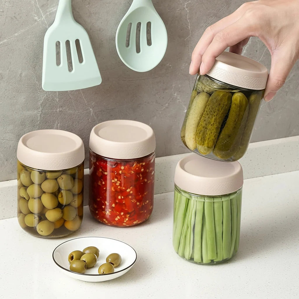 Glass Food Storage Jars | Airtight & Stackable | Set of 6
