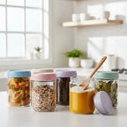 Glass Food Storage Jars | Airtight & Stackable | Set of 6