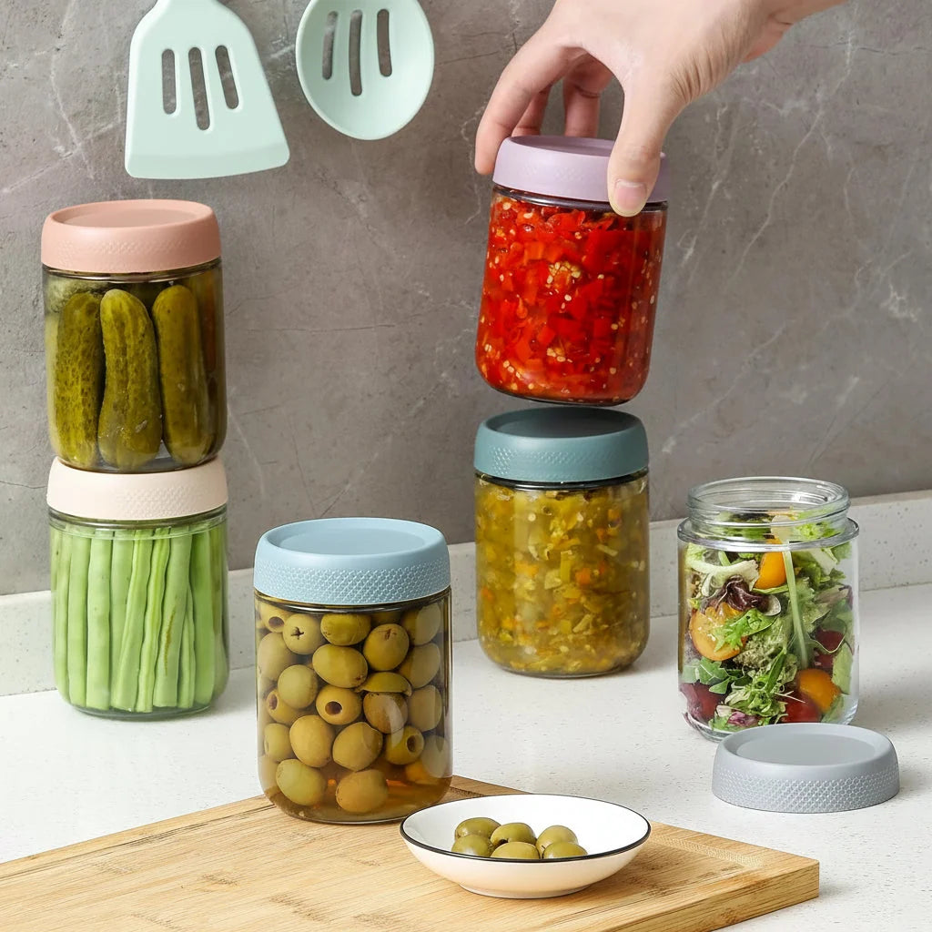 Glass Food Storage Jars | Airtight & Stackable | Set of 6