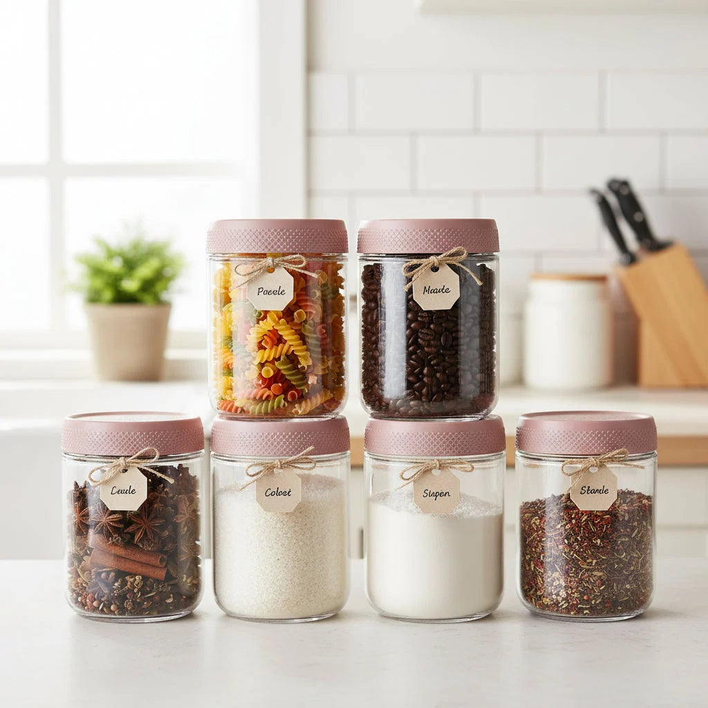 Glass Food Storage Jars | Airtight & Stackable | Set of 6