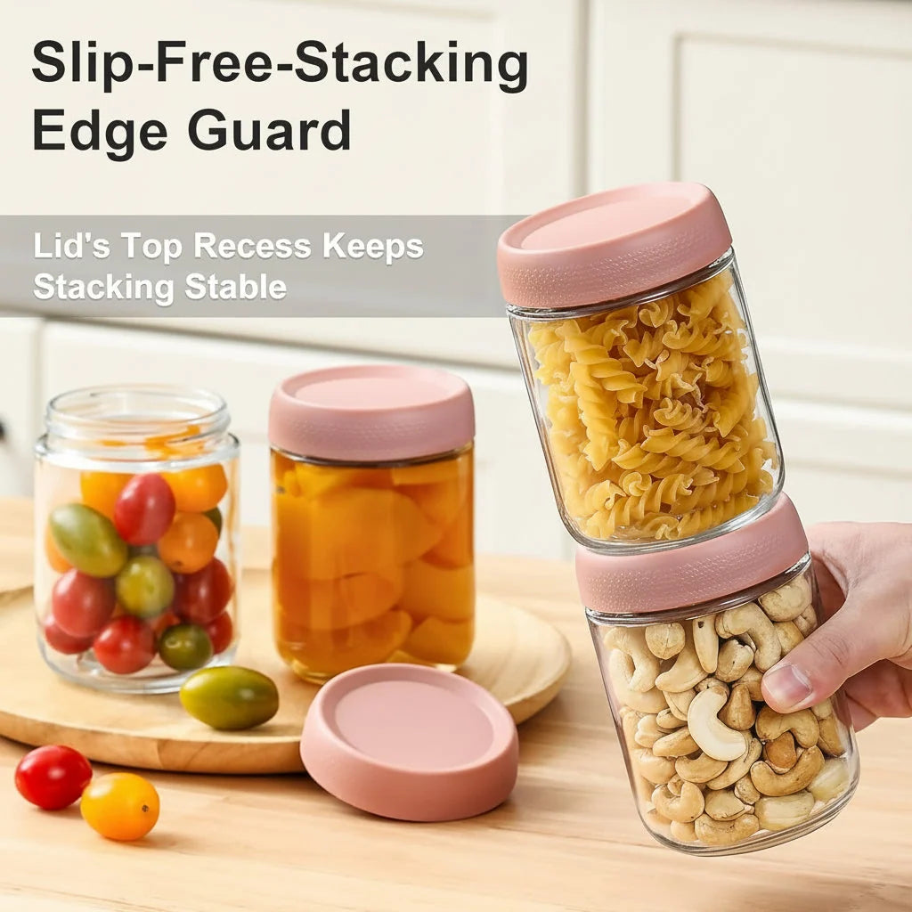 Glass Food Storage Jars | Airtight & Stackable | Set of 6