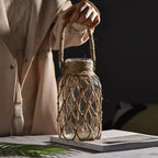 Glass Vase | Hanging & Standing Display | Rustic Hemp Cord