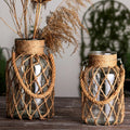 Glass Vase | Hanging & Standing Display | Rustic Hemp Cord