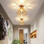 Globe Ceiling Lamp | Gold Finish & Crystal Accents | E27 Socket