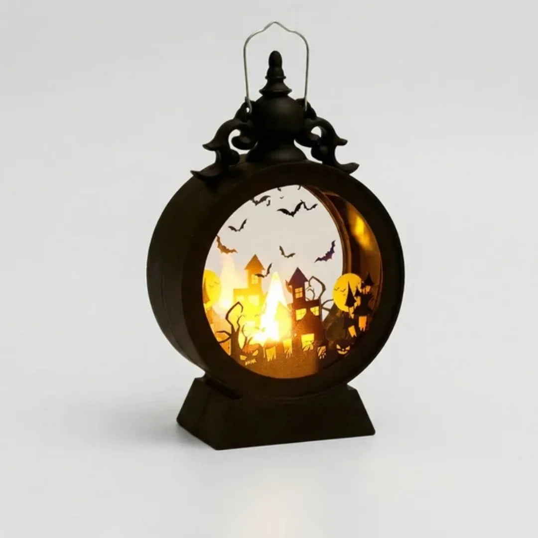 Halloween Lantern | Battery-Powered LED & Gothic Silhouette