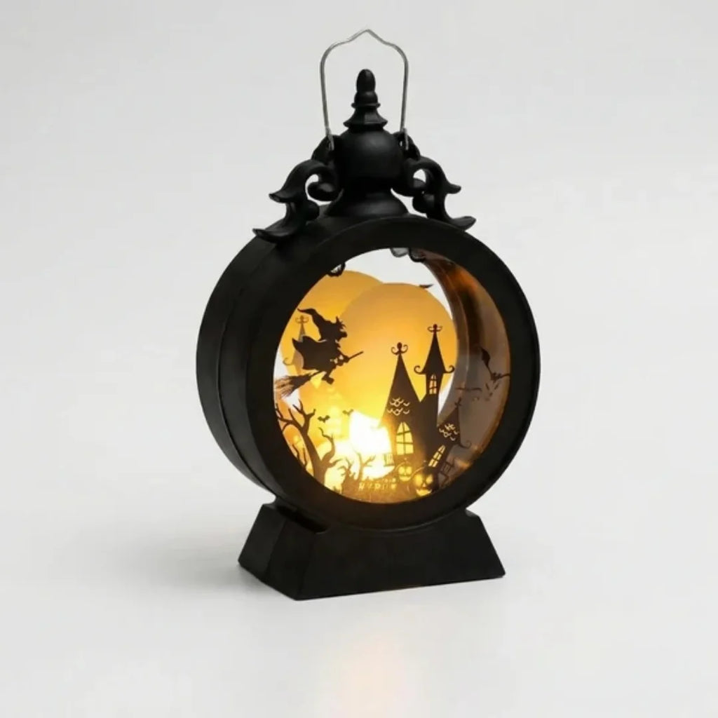 Halloween Lantern | Battery-Powered LED & Gothic Silhouette