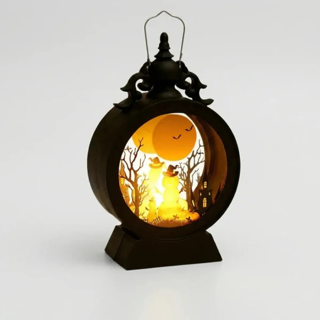 Halloween Lantern | Battery-Powered LED & Gothic Silhouette
