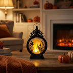 Halloween Lantern | Battery-Powered LED & Gothic Silhouette