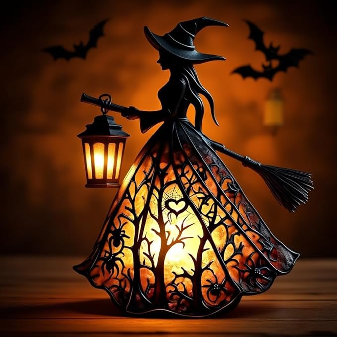 Halloween Lantern | Gothic Vintage Design & Flame-Free LED | 30 cm