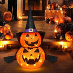 Halloween Pumpkin Decorations | Warm White LED & Collapsible | Set of 2