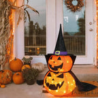 Halloween Pumpkin Decorations | Warm White LED & Collapsible | Set of 2
