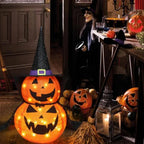 Halloween Pumpkin Decorations | Warm White LED & Collapsible | Set of 2