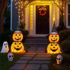 Halloween Pumpkin Decorations | Warm White LED & Collapsible | Set of 2