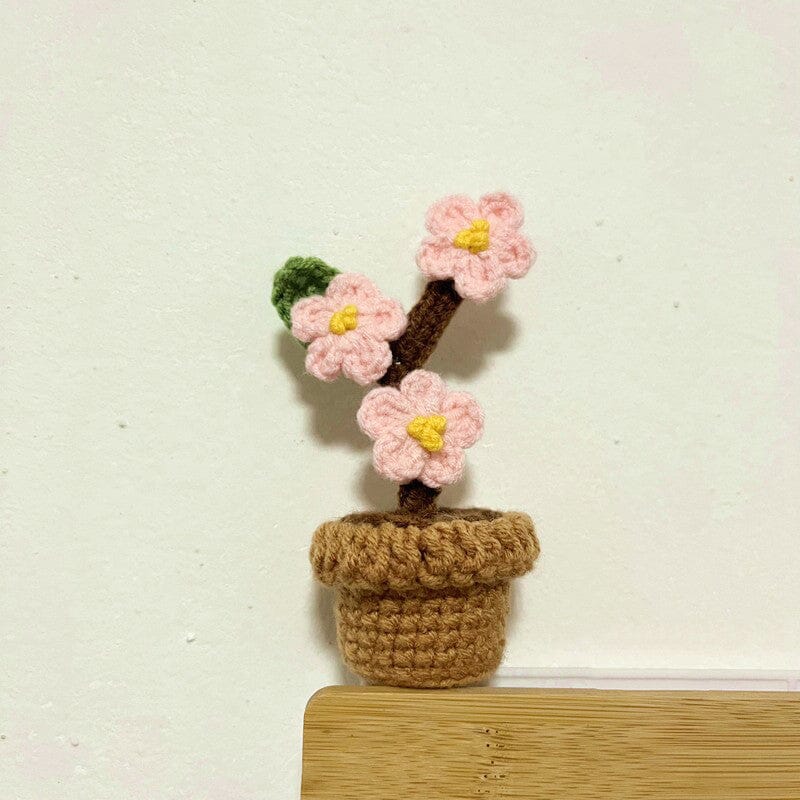 Handcrafted Knitted Flower | Cotton-Blend & Everlasting | 4 cm Pot