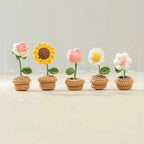 Handcrafted Knitted Flower | Cotton-Blend & Everlasting | 4 cm Pot