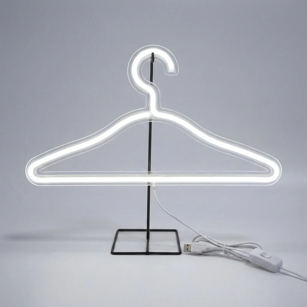 Hanger-Shaped Lamp | Neon-Style Mood Light & USB-Powered | 39 cm