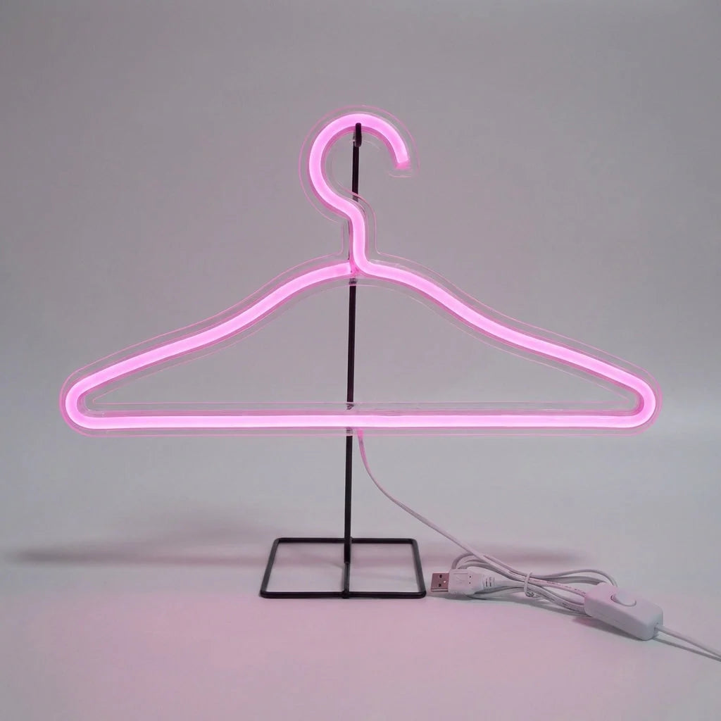 Hanger-Shaped Lamp | Neon-Style Mood Light & USB-Powered | 39 cm