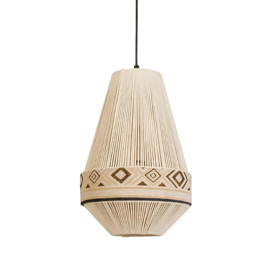 Hanging Lamp | Boho Fringed Shade & Linen Rope