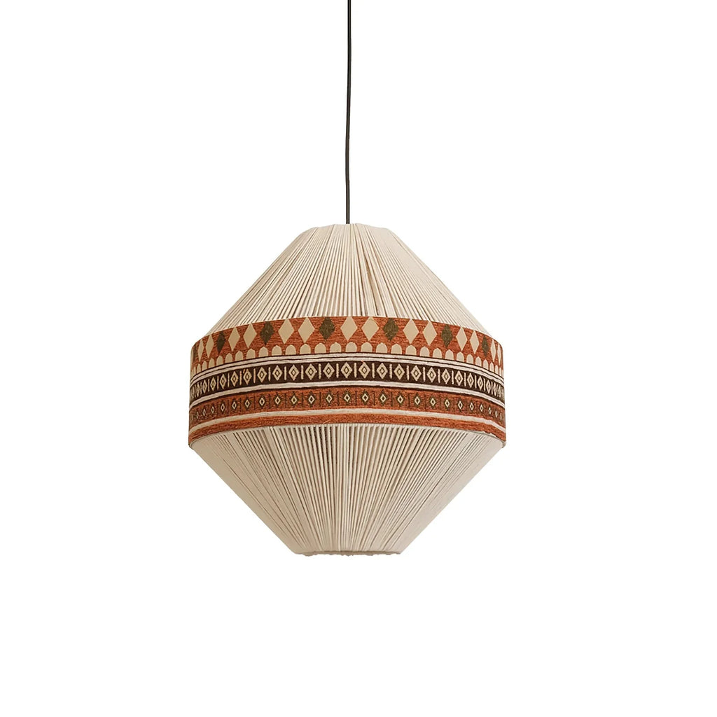 Hanging Lamp | Boho Fringed Shade & Linen Rope