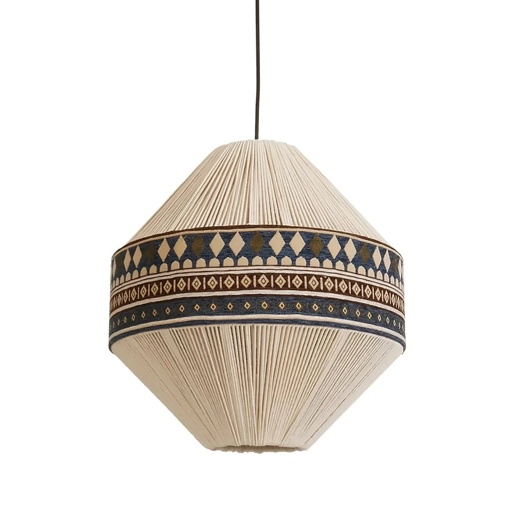 Hanging Lamp | Boho Fringed Shade & Linen Rope