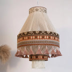 Hanging Lamp | Boho Fringed Shade & Linen Rope