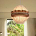 Hanging Lamp | Boho Fringed Shade & Linen Rope