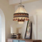 Hanging Lamp | Boho Fringed Shade & Linen Rope