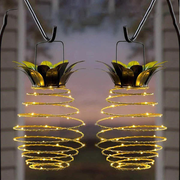 Hanging Lantern | Solar-Powered & Weatherproof | Pineapple Design