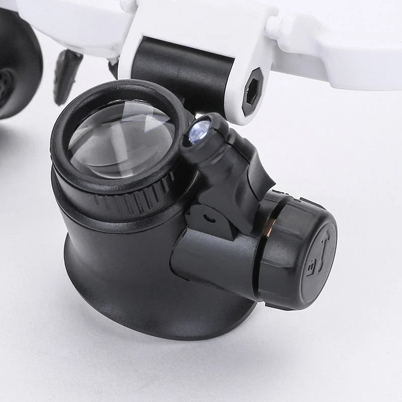 Headband Magnifying Glasses | 3-Level Magnification & Built-In LED | Adjustable Fit