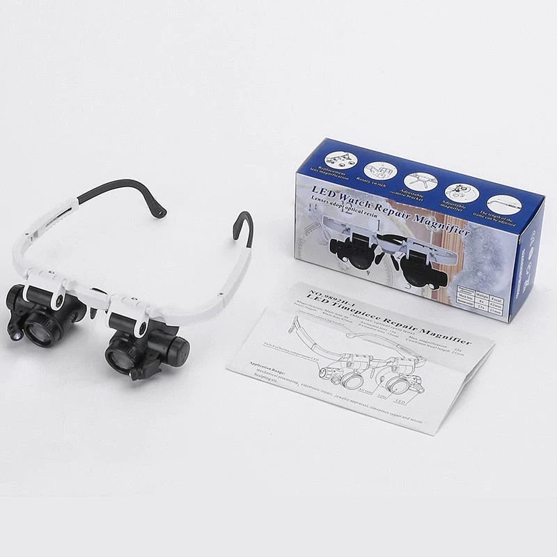 Headband Magnifying Glasses | 3-Level Magnification & Built-In LED | Adjustable Fit