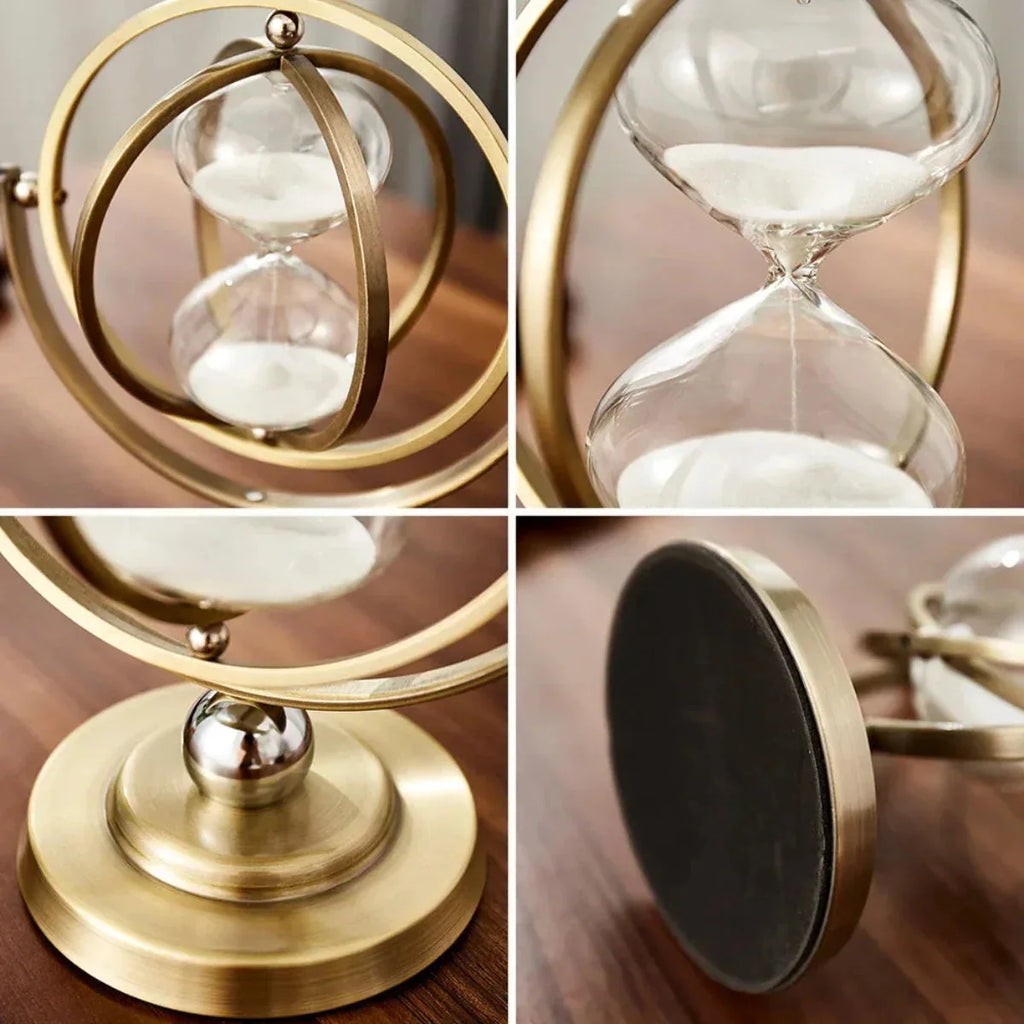 Hourglass Sand Timer | Pivoting Concentric Rings & Antiqued Finish
