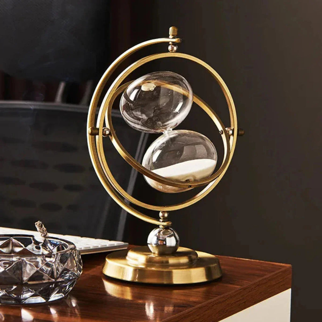 Hourglass Sand Timer | Pivoting Concentric Rings & Antiqued Finish