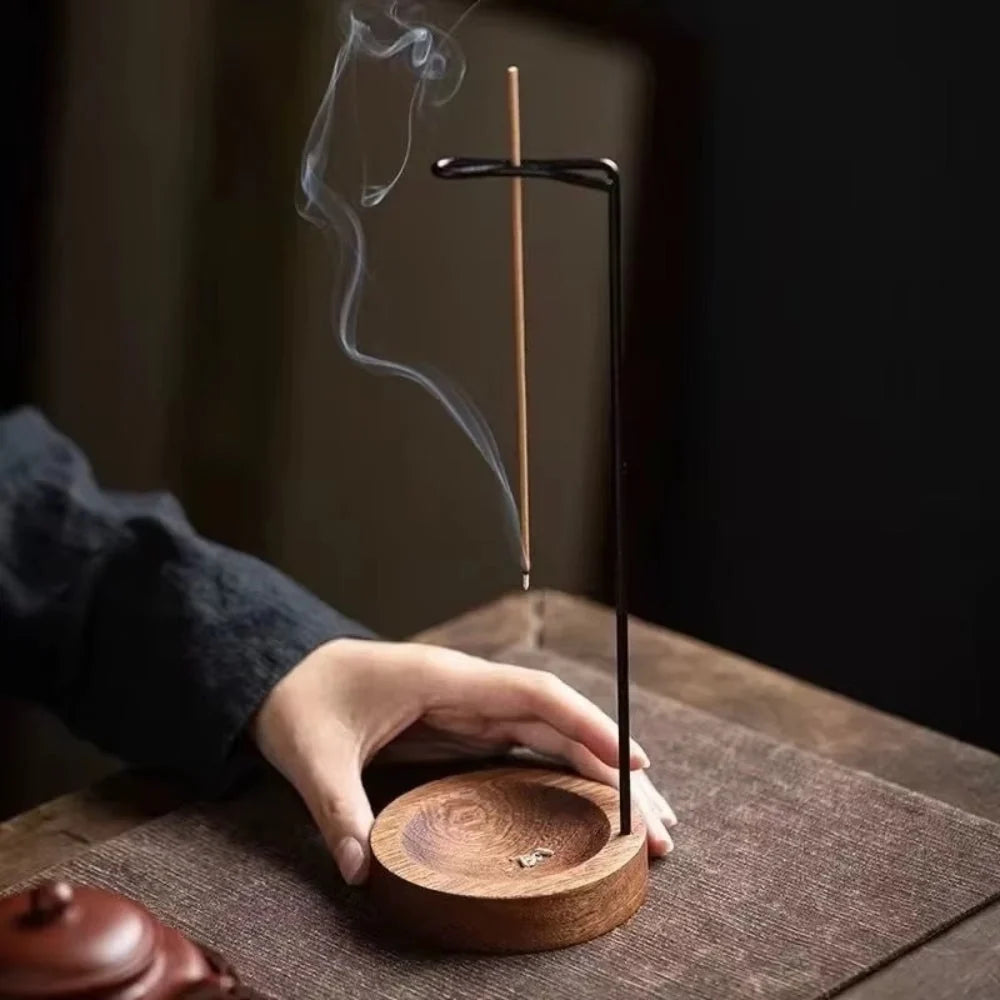 Incense Burner | Handcrafted Wood & Metal | 3.58 x 9.96 in
