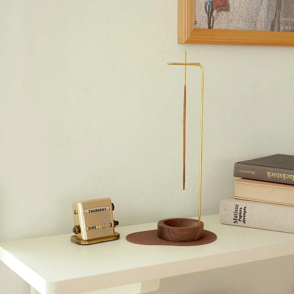 Incense Burner | Handcrafted Wood & Metal | 3.58 x 9.96 in