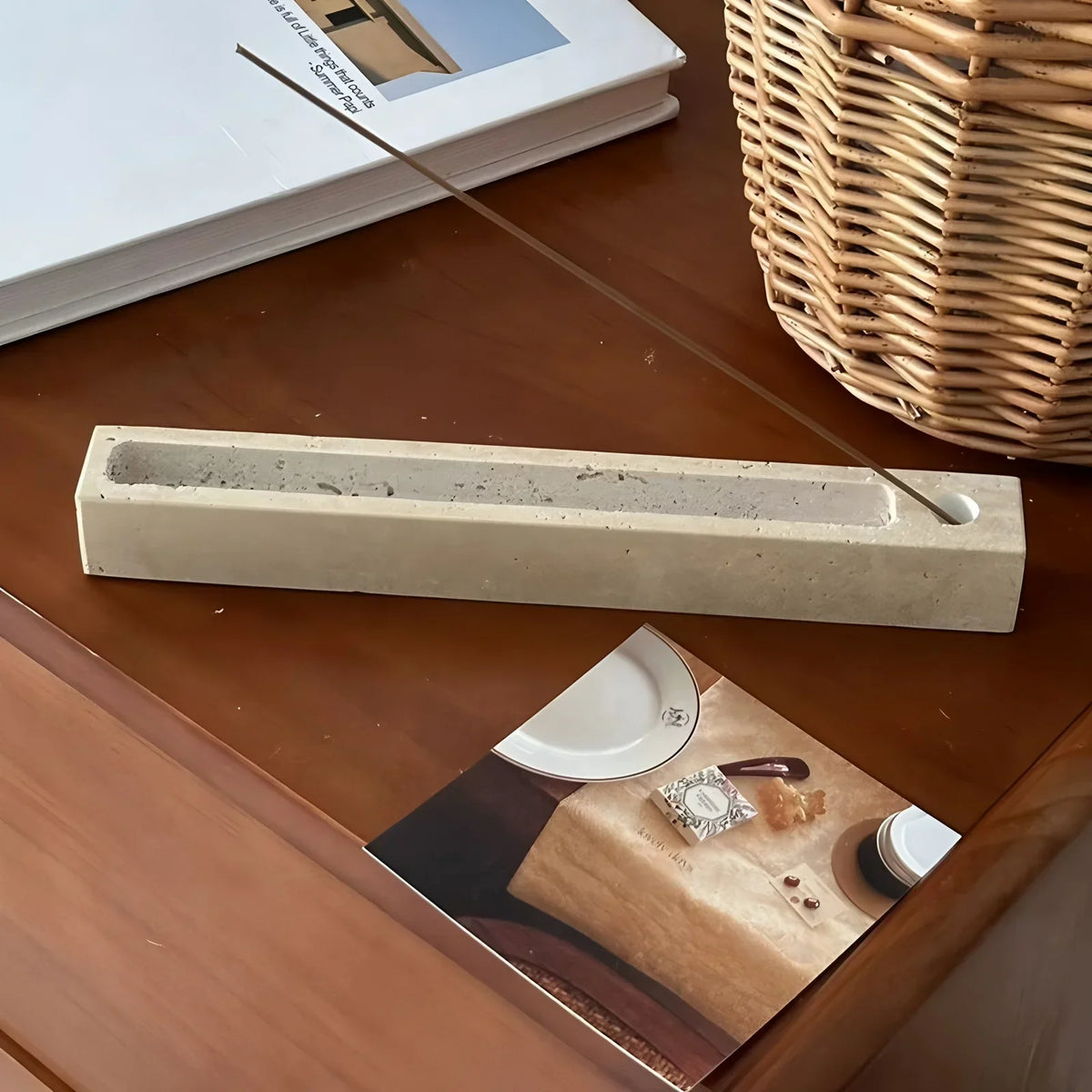Incense Holder | Travertine Stone For Sage & Palo Santo | 21 cm
