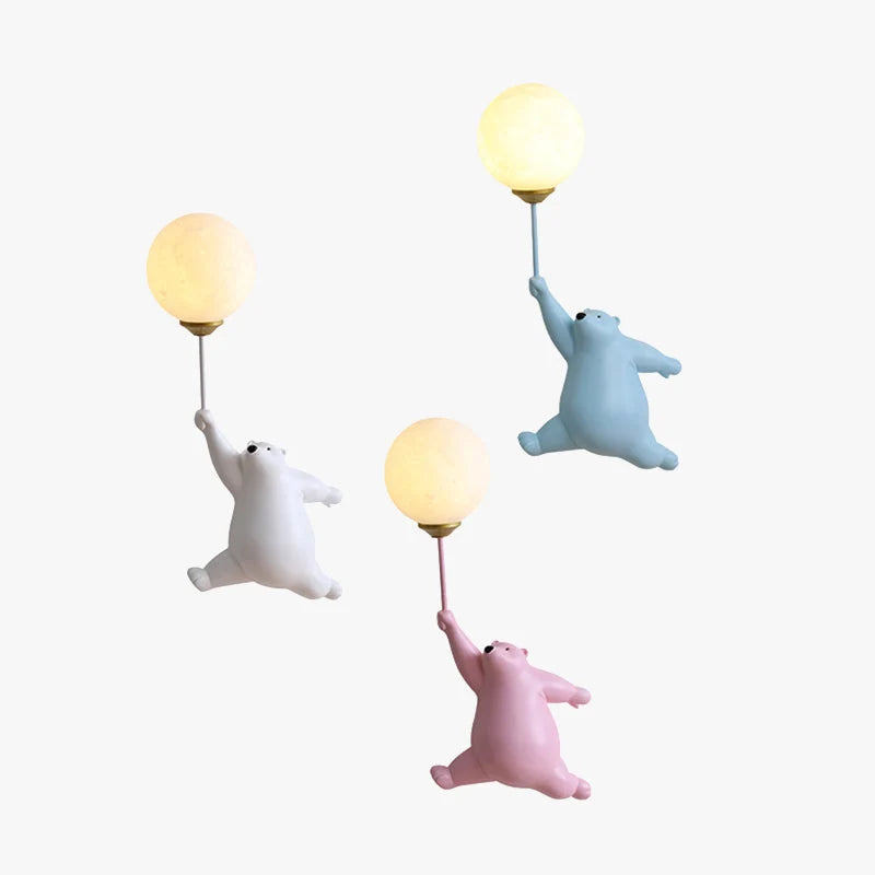 Indoor Wall Lamp with Bear Balloon Motif