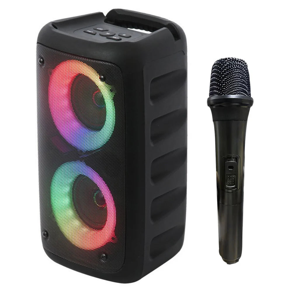 Karaoke Speaker | Dual Wireless Microphones & LED Lights